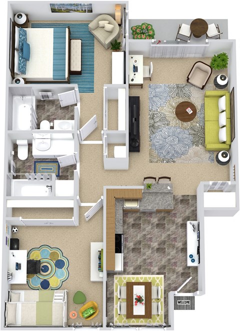 a floor plan of a house with a bedroom and a living room